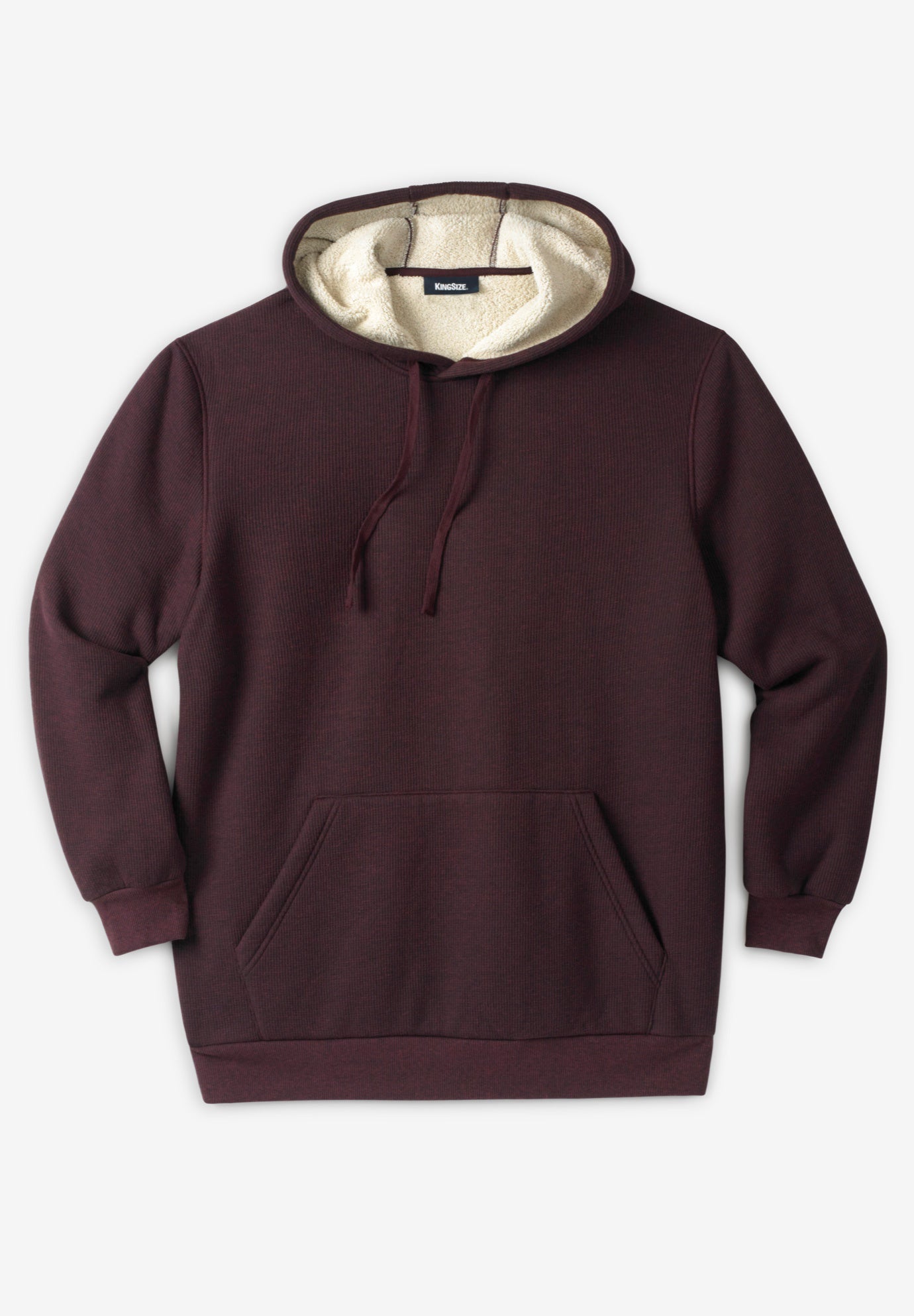 Sherpa-Lined Thermal Waffle Pullover Hoodie image number 0