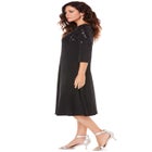 Plus Size 3/4 Sleeve Embellished Boatneck Dress image number null
