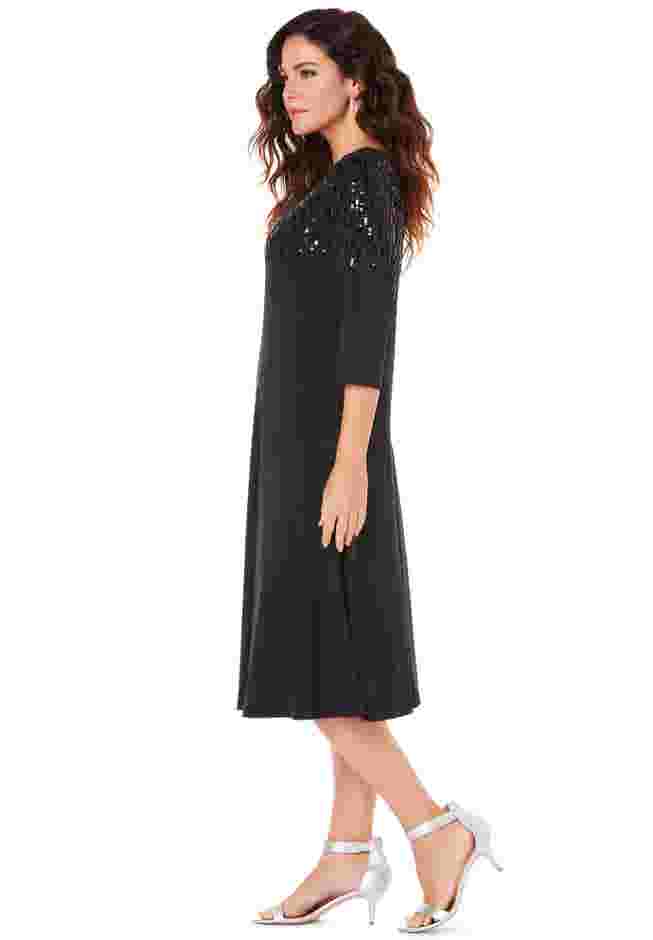 Ultrasmooth® Fabric Embellished Swing Dress image number 4