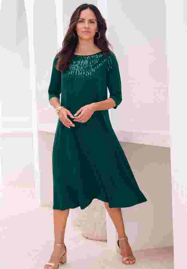 Ultrasmooth® Fabric Embellished Swing Dress image number 4
