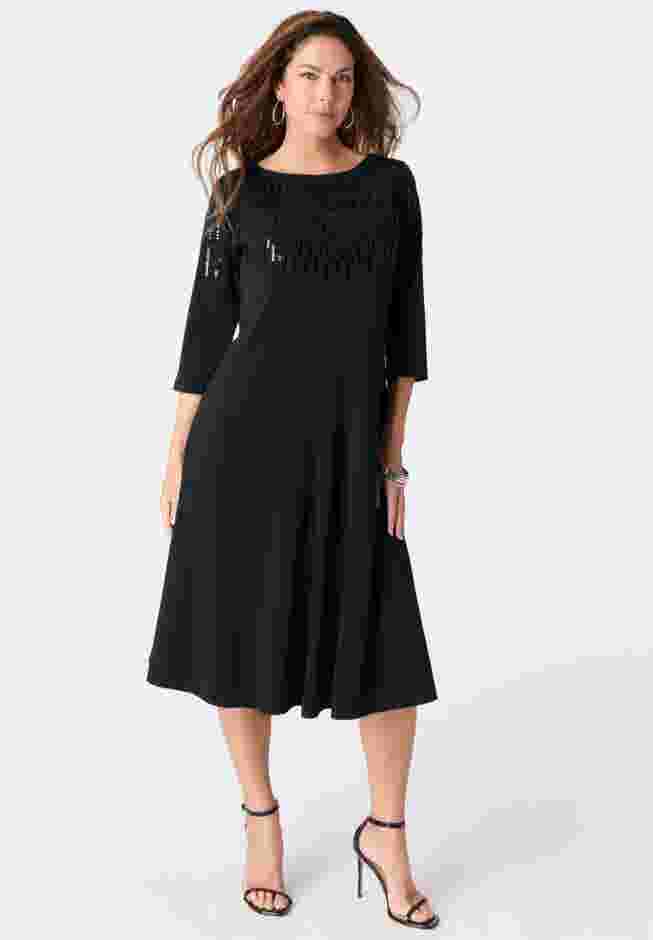 Ultrasmooth® Fabric Embellished Swing Dress image number 0
