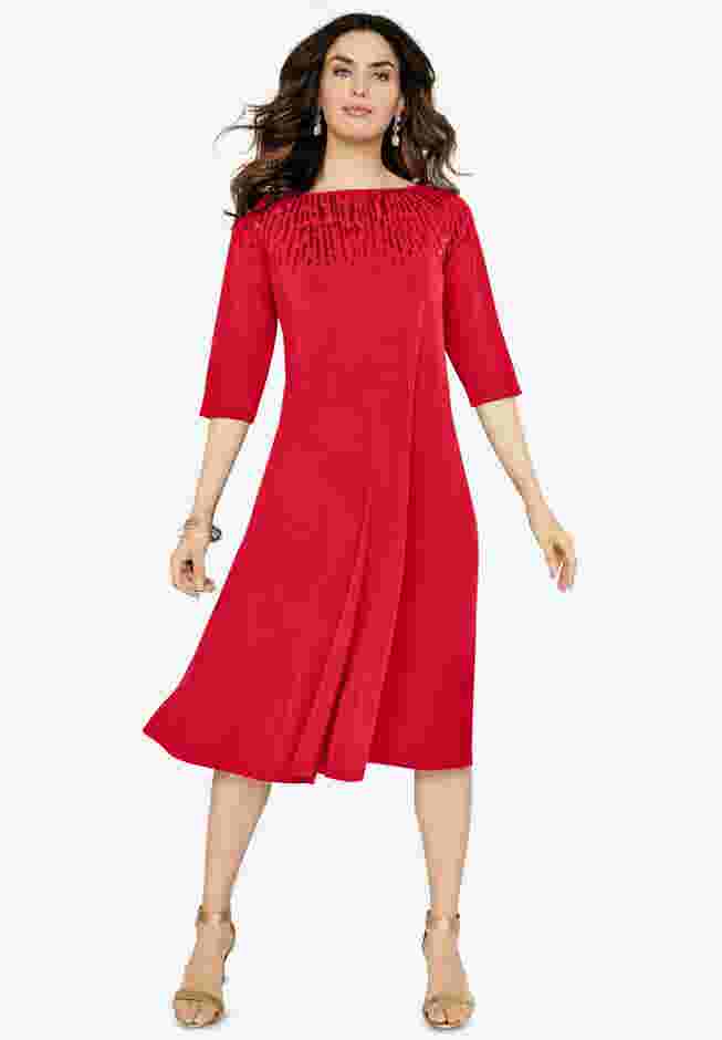 Ultrasmooth® Fabric Embellished Swing Dress image number 0