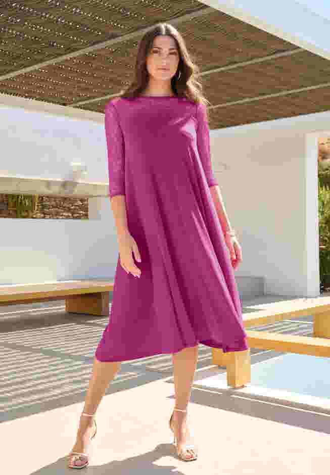 Ultrasmooth® Fabric Illusion Lace Swing Dress image number 4