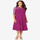 Plus Size 3/4 Sleeve Allover Lace Swing Dress image number 0