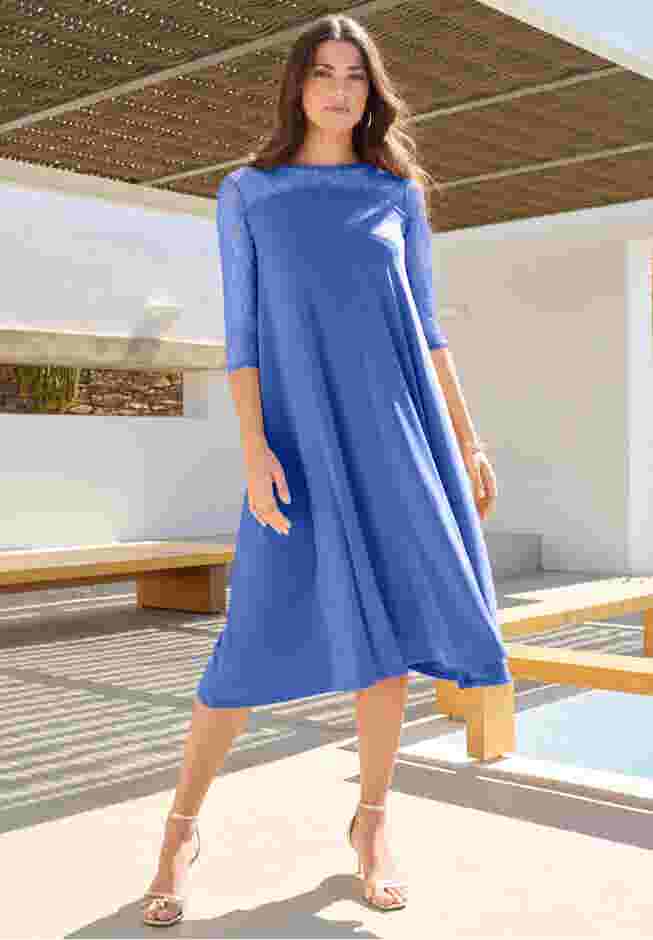 Ultrasmooth® Fabric Illusion Lace Swing Dress image number 0