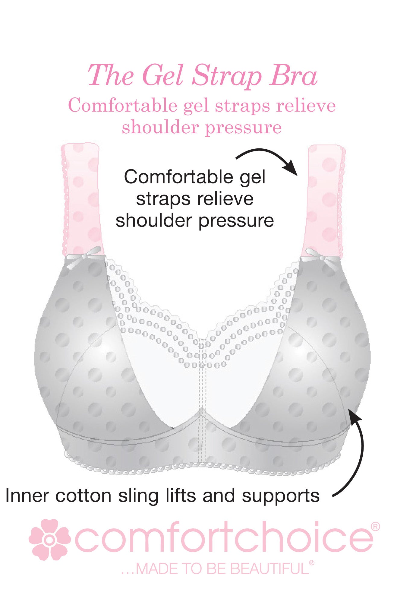 Comfort Choice® Wireless Gel Strap Bra image number 2