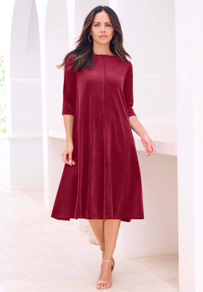 Velour Swing Drape Dress image number 1