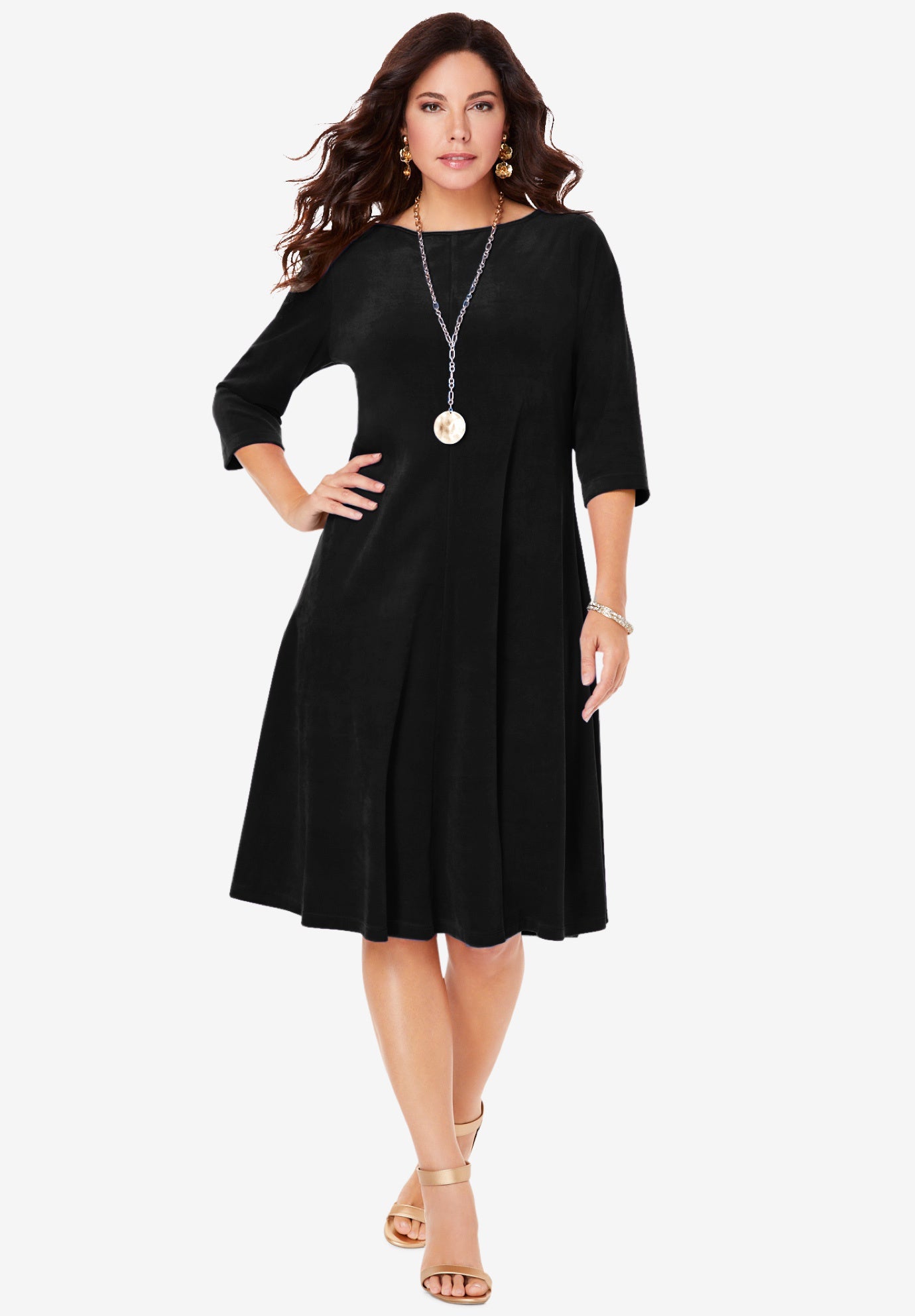 Velour Swing Drape Dress image number 0