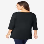 Stretch Cotton Crochet Notch Neck Tunic image number null