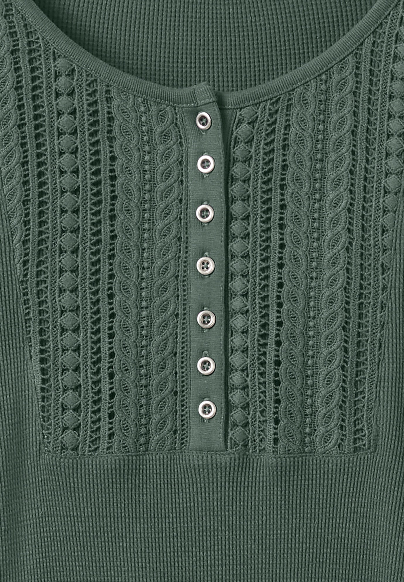 Waffle Thermal Lace Bib Henley Tee image number 2