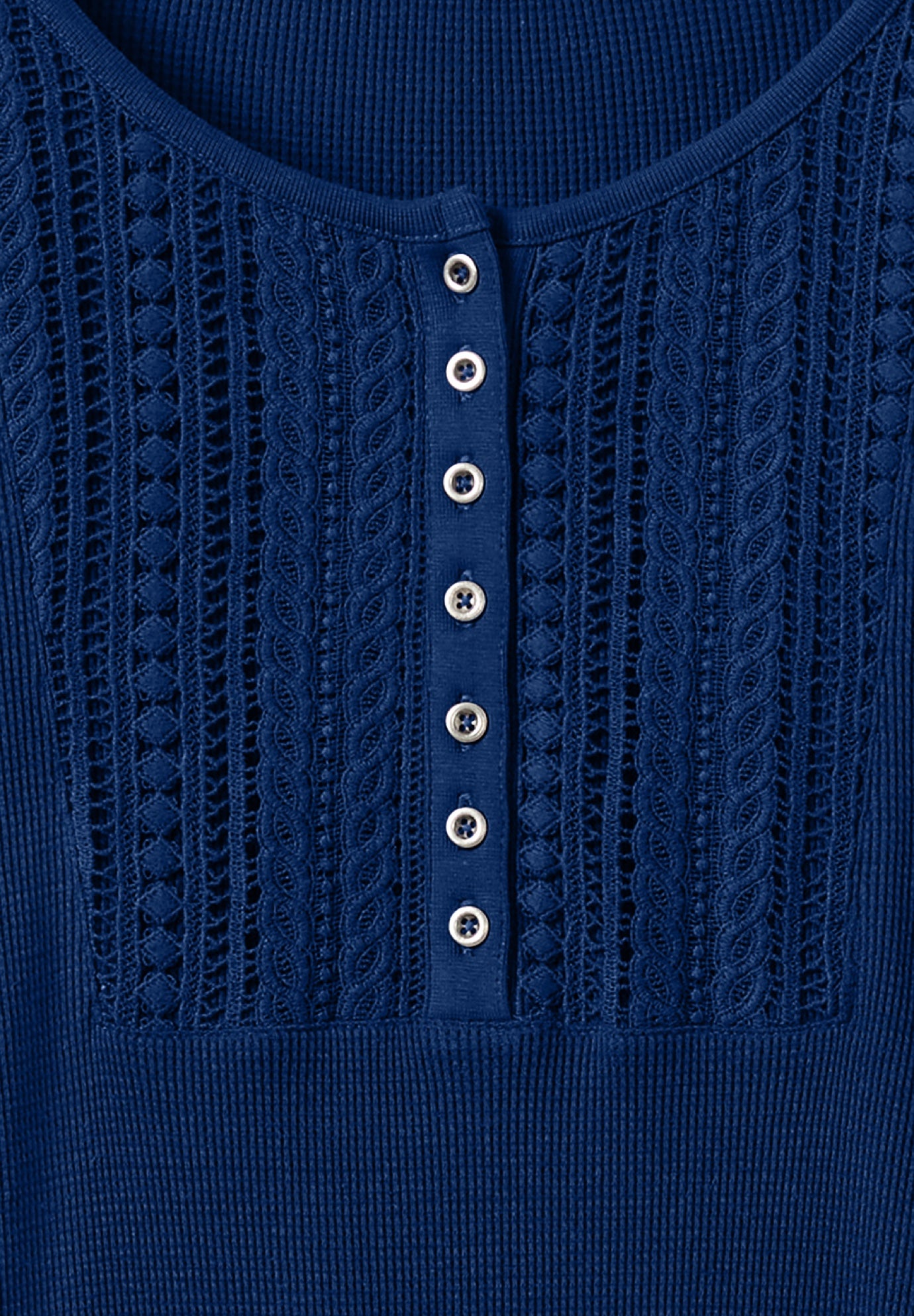 Waffle Thermal Lace Bib Henley Tee image number 2