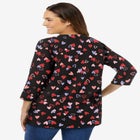Perfect Printed Three-Quarter Sleeve V-Neck Tee image number null
