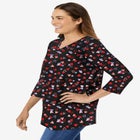 Perfect Printed Three-Quarter Sleeve V-Neck Tee image number null