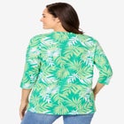 Perfect Printed Three-Quarter Sleeve V-Neck Tee image number null