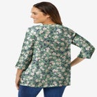 Perfect Printed Three-Quarter Sleeve V-Neck Tee image number null