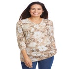 Perfect Printed Three-Quarter Sleeve V-Neck Tee image number 0