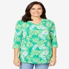 Perfect Printed Three-Quarter Sleeve V-Neck Tee image number null