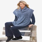 Marled Knit Cowl Neck Poncho image number null