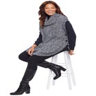 Marled Knit Cowl Neck Poncho image number null