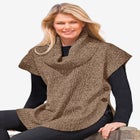 Marled Knit Cowl Neck Poncho Sweater image number null