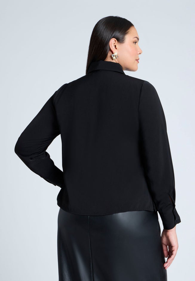 Collared Shirt With Lace-Trimmed Placket image number 2