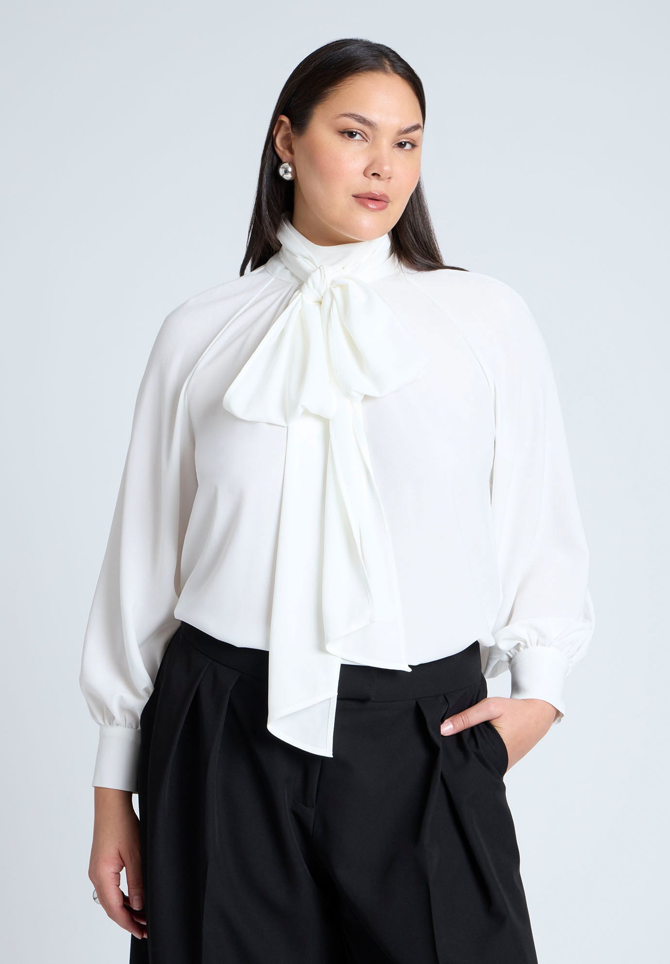 Dramatic Neck-Tie Blouse image number 1