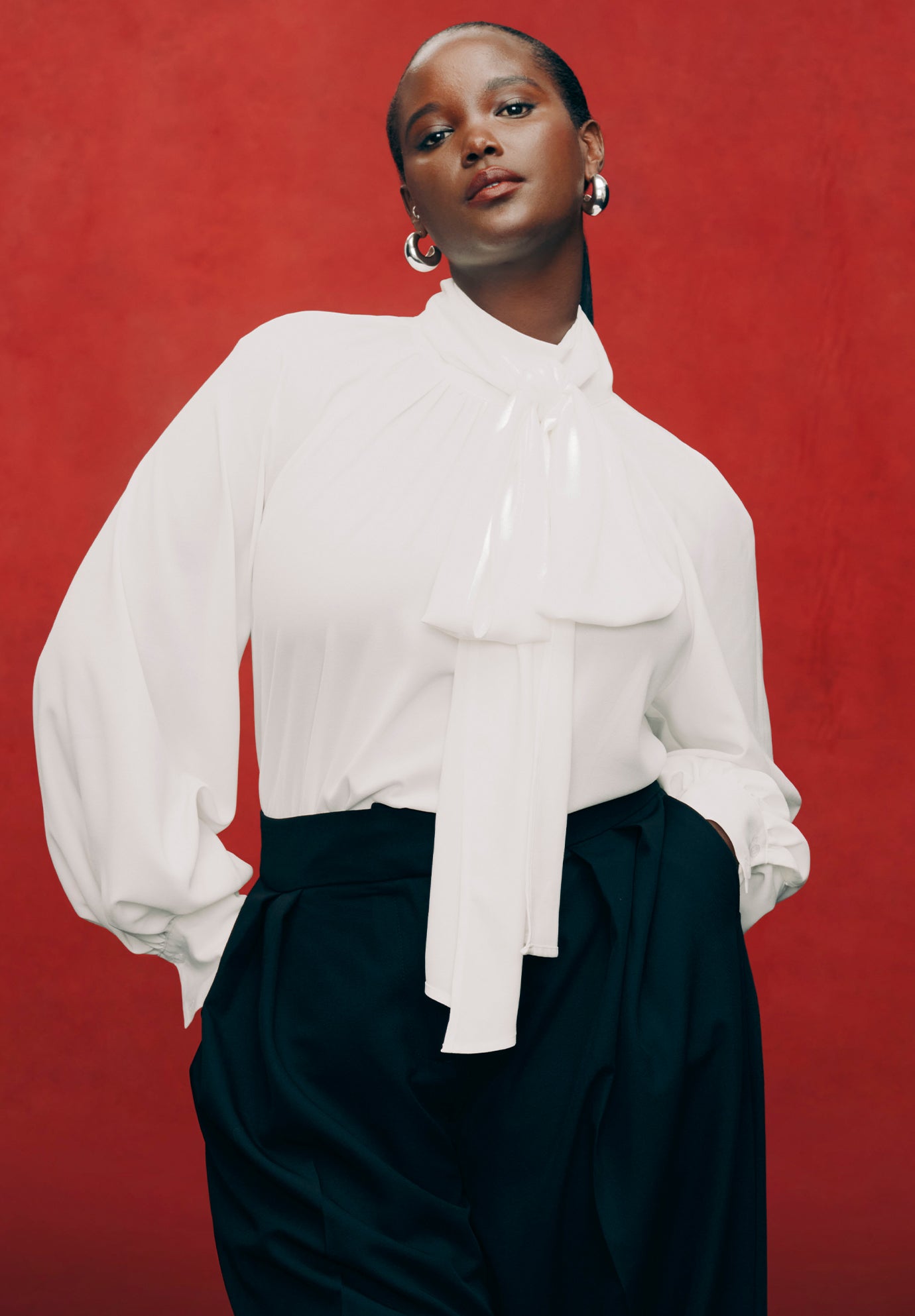 Dramatic Neck-Tie Blouse image number 0