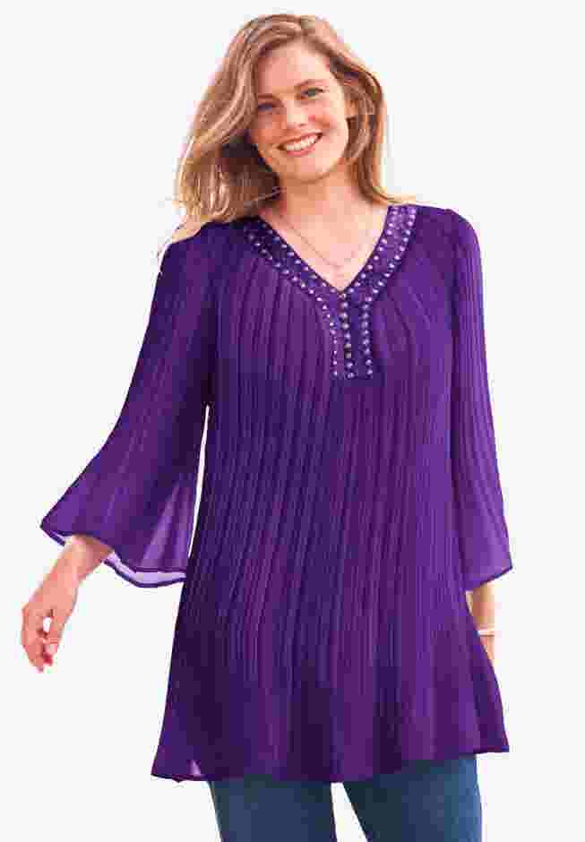 Embellished Pleated Blouse image number 0