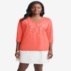 Stretch Cotton Embroidered Tee image number null