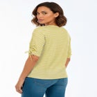 Stretch Cotton Tie Sleeve Square Neck Tee image number 1