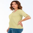 Stretch Cotton Tie Sleeve Square Neck Tee image number 2