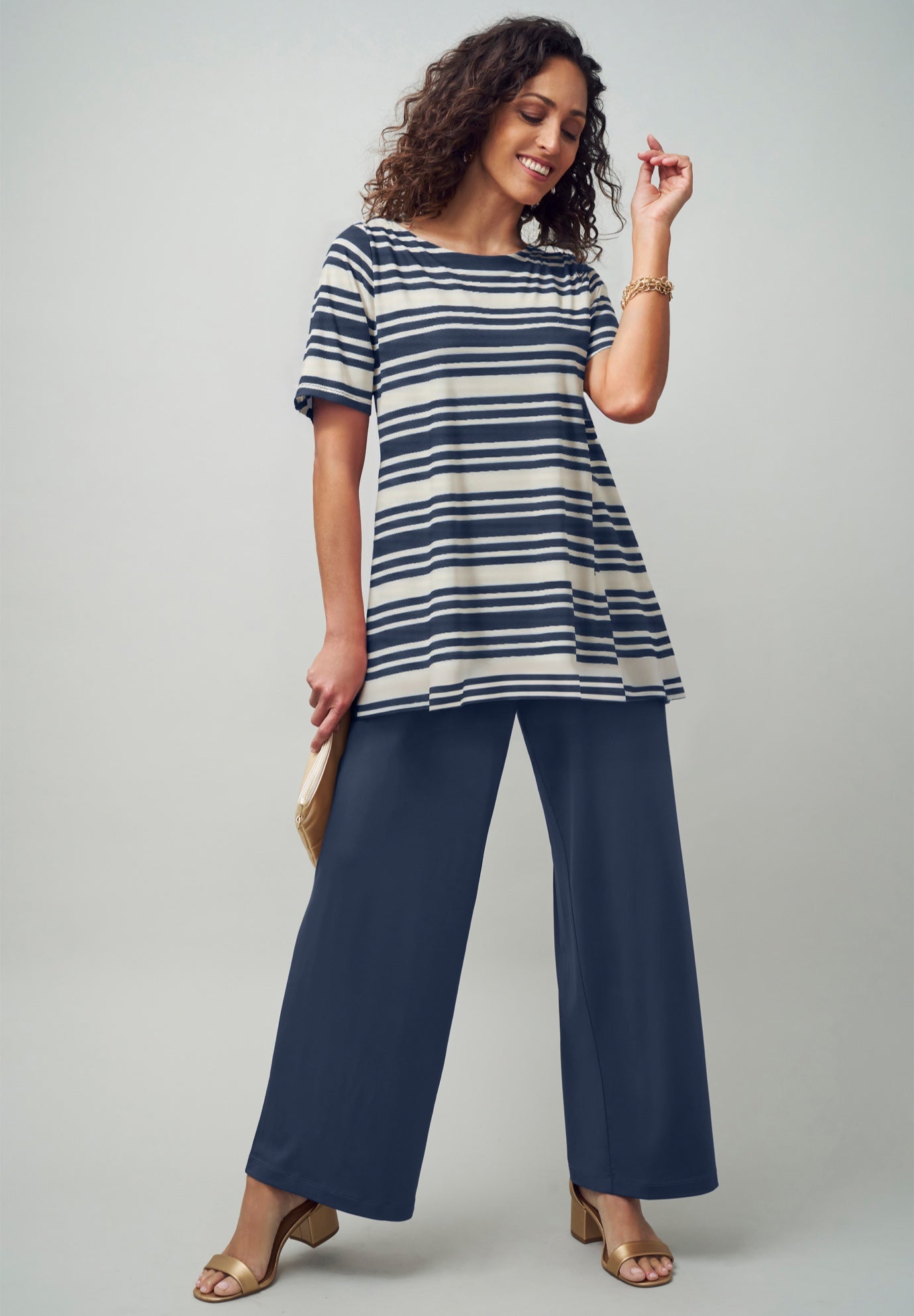 Stretch Knit Boatneck Swing Tunic image number 0