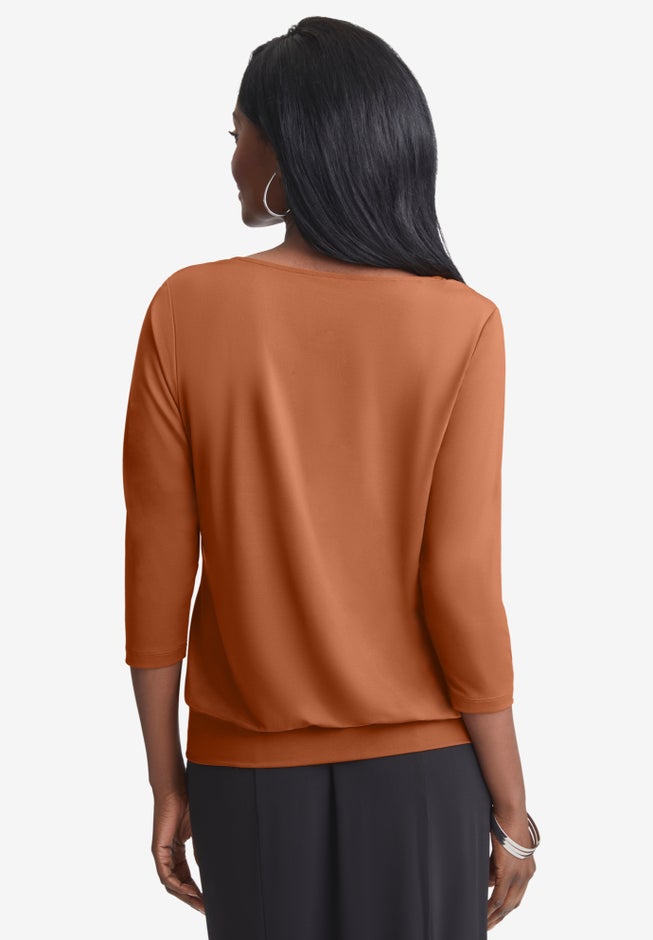 Stretch Knit Square Neck Top image number 3