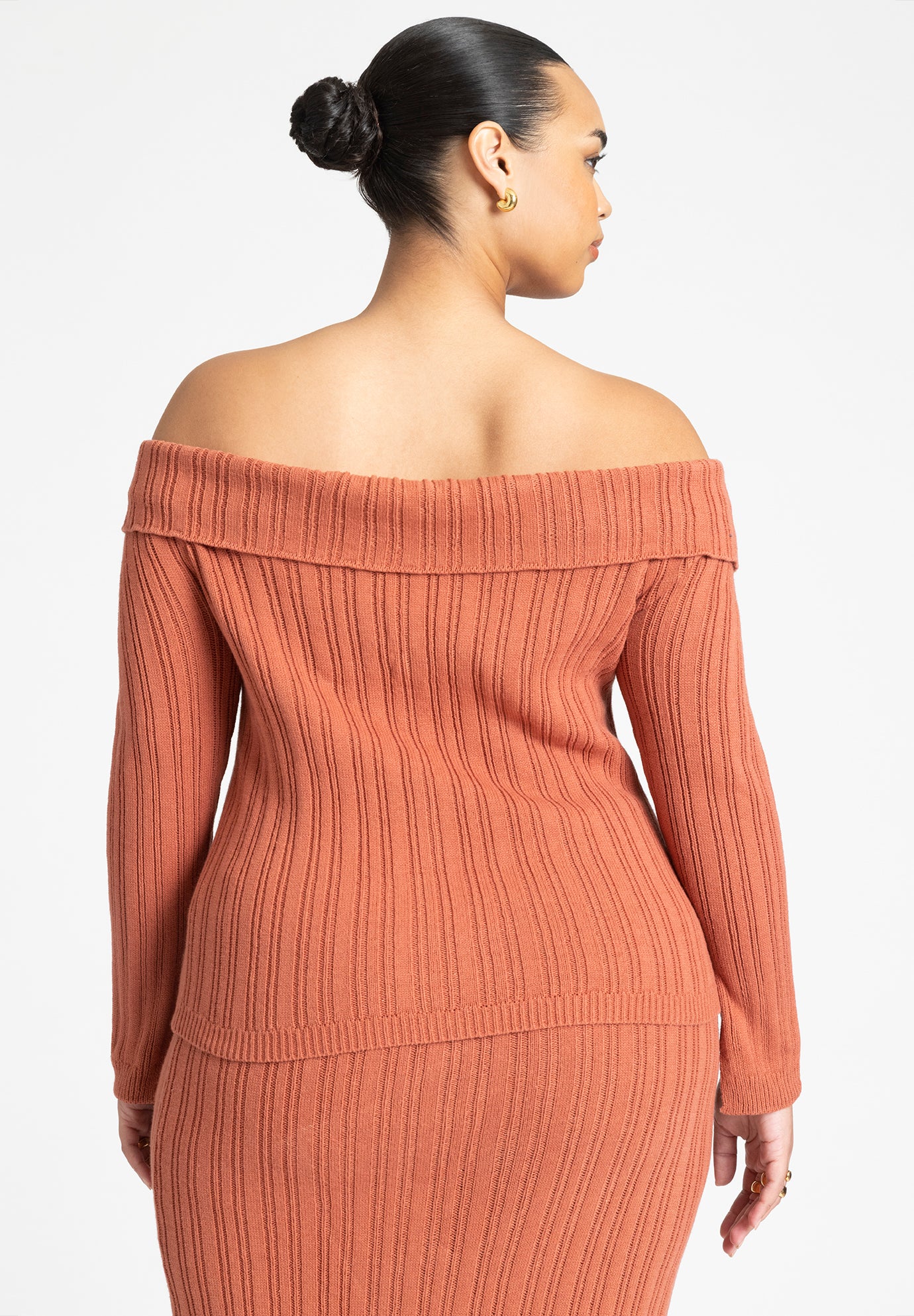 Off The Shoulder Sweater With Sleeve Slits image number 1