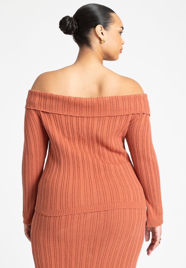 Off The Shoulder Sweater With Sleeve Slits image number 1