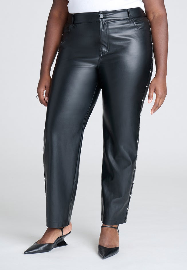 Studded Faux Leather Pant image number null