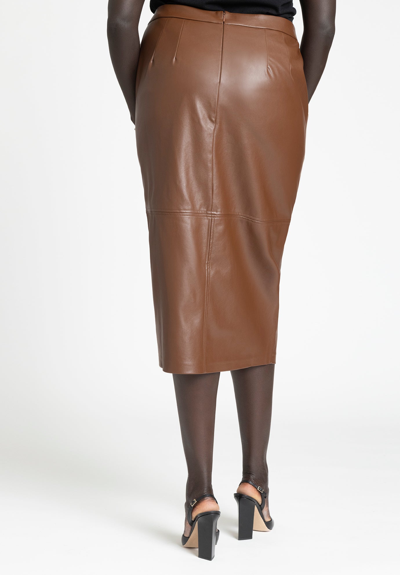 Faux Leather Zipper Skirt image number 2