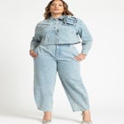 Denim Rosette Cropped Jacket image number null