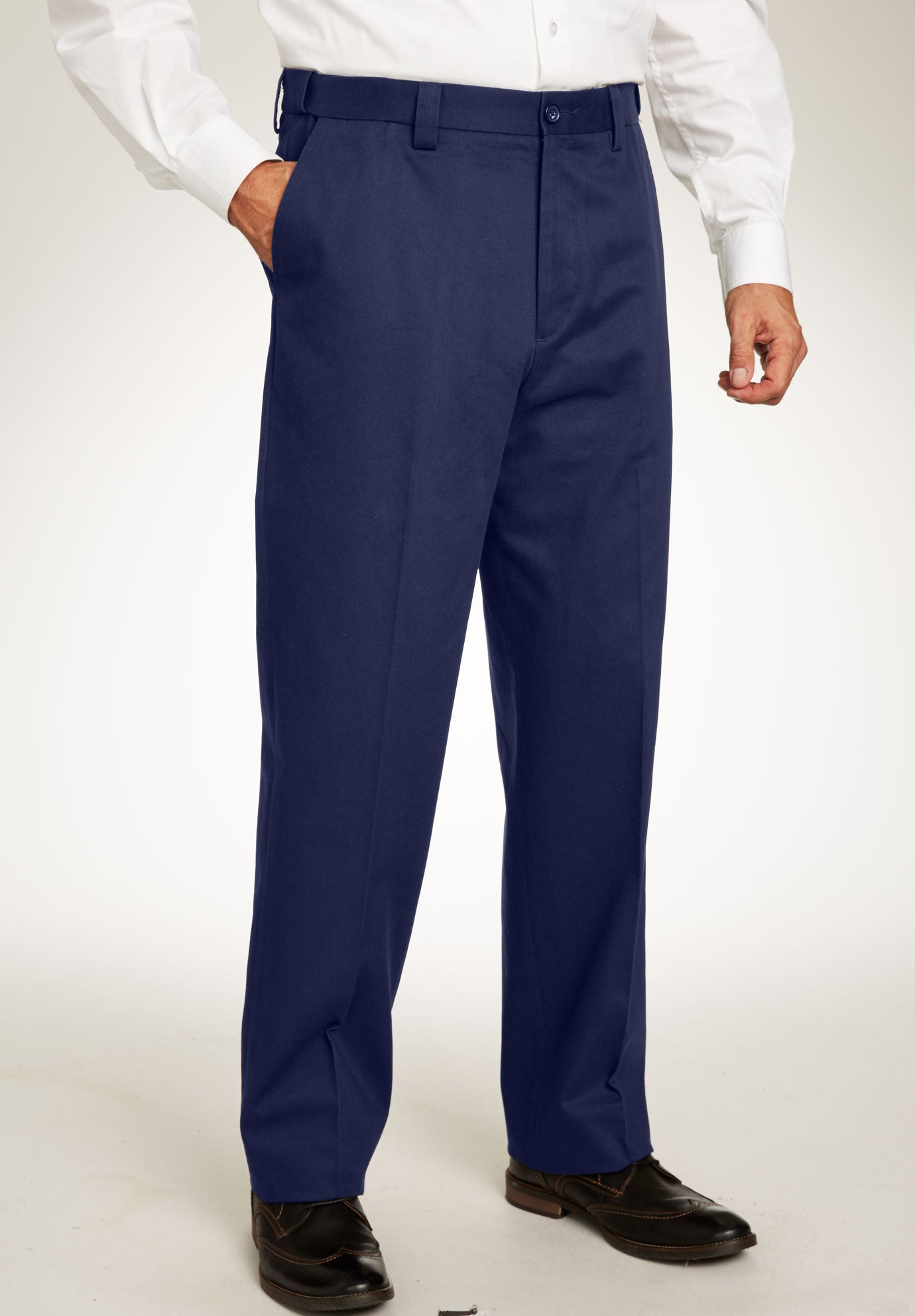 Classic Fit Wrinkle-Free Expandable Waist Plain Front Pants image number 0