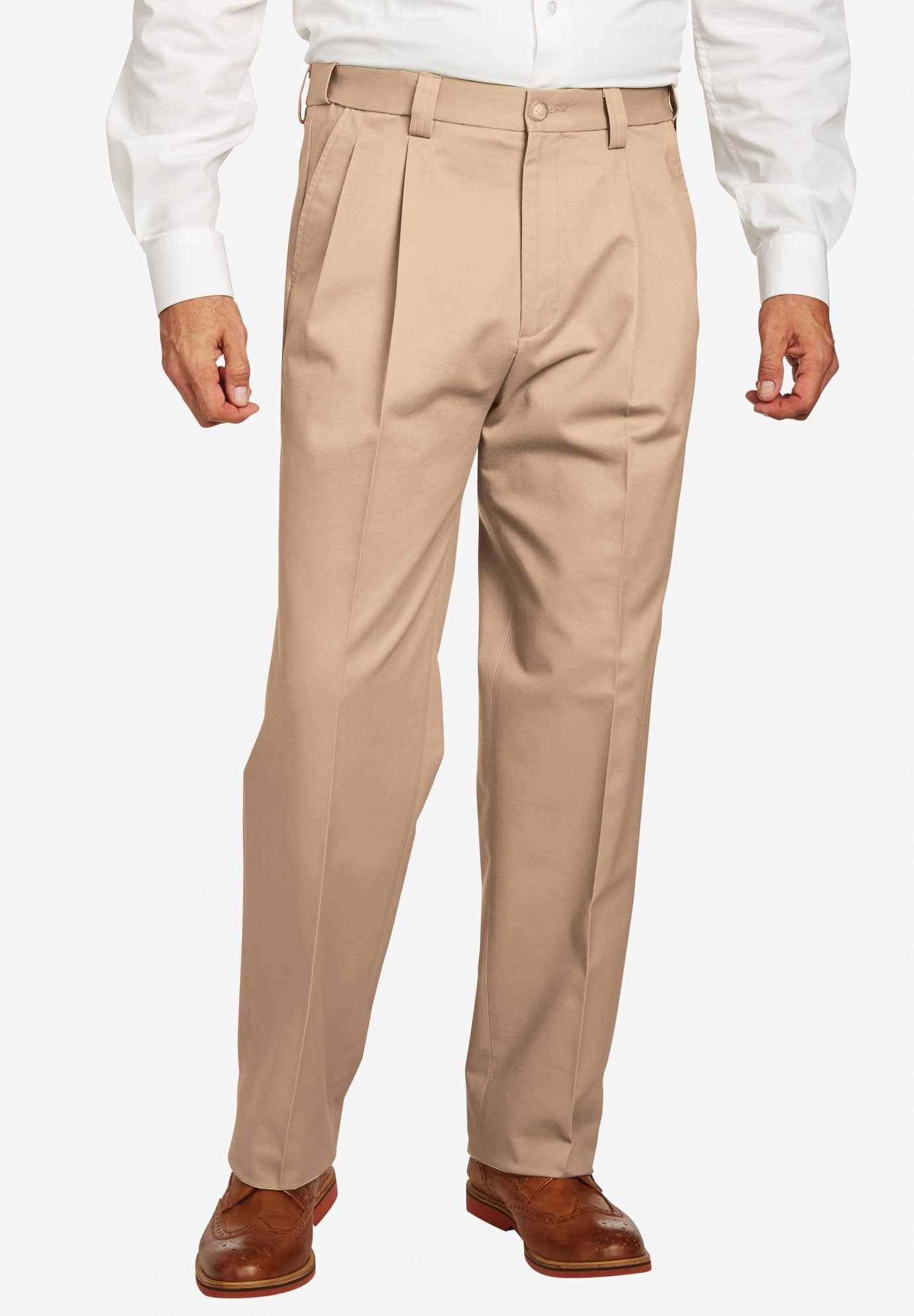 Classic Fit Wrinkle-Free Expandable Waist Pleat Front Pants image number 0