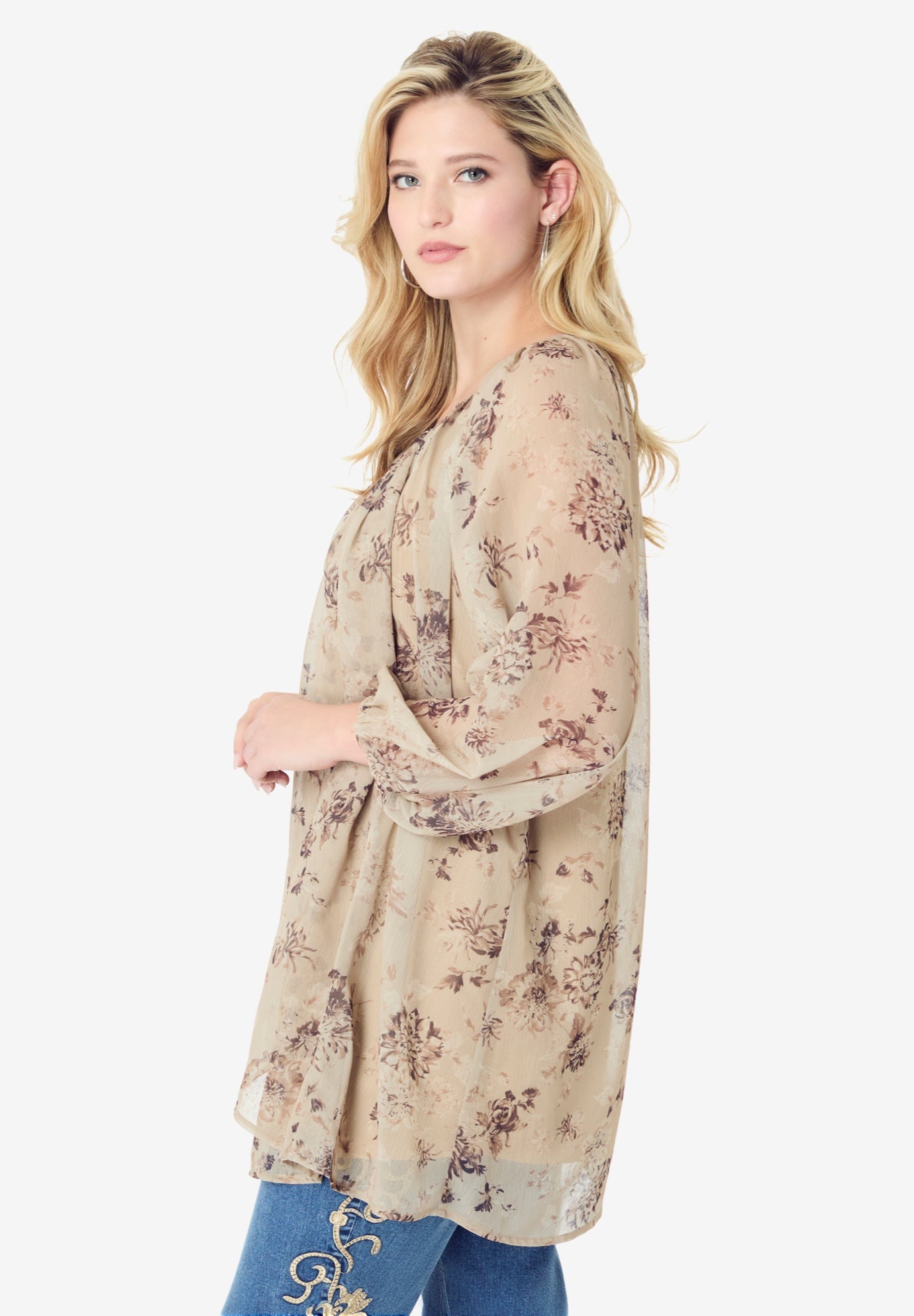 Blouson Sleeve Overlay Blouse image number 3