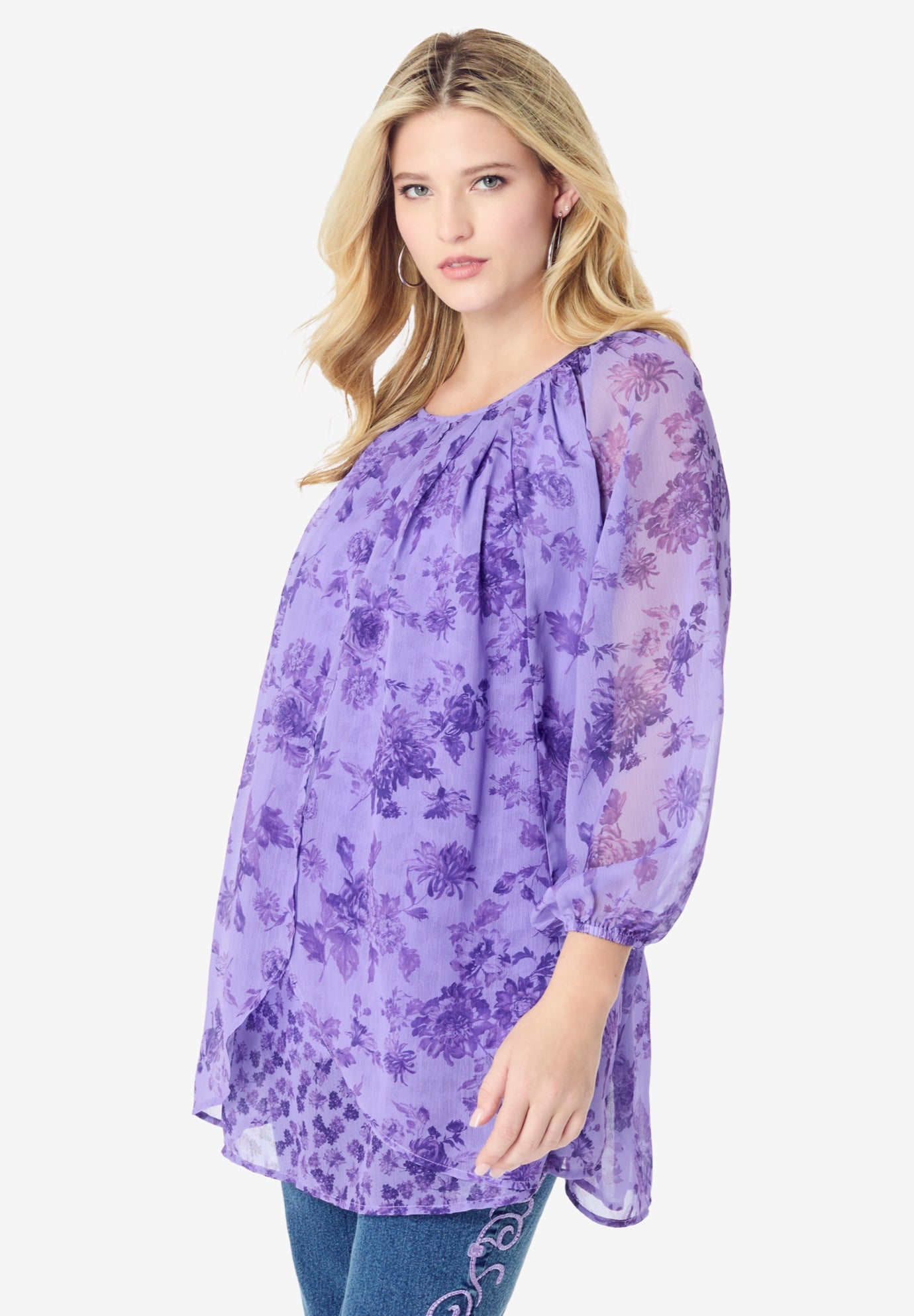 Blouson Sleeve Overlay Blouse image number 0