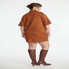 Faux Suede Mini Shirt Dress image number null