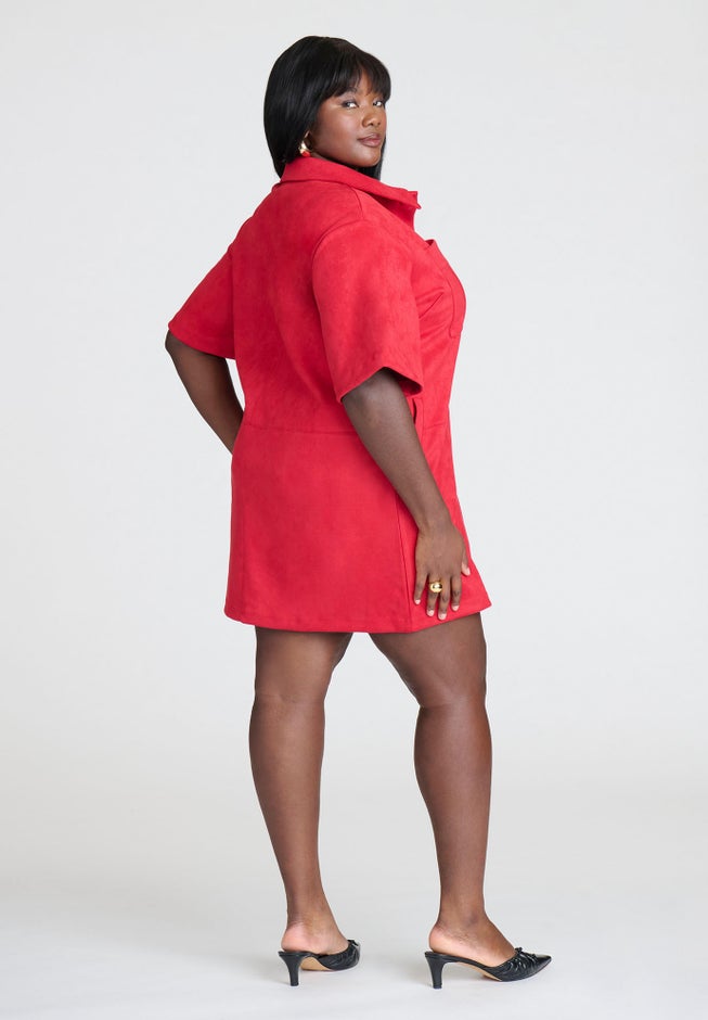 Faux Suede Mini Shirt Dress image number 2