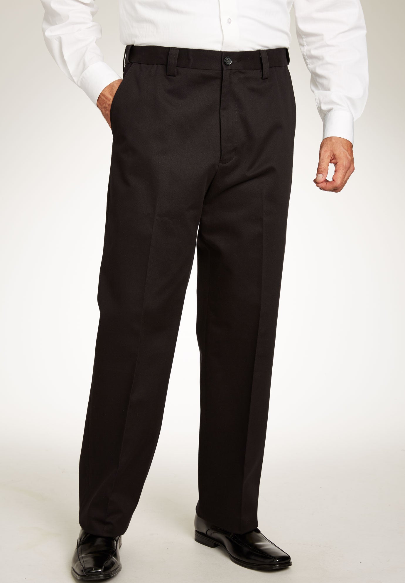 Relaxed Fit Wrinkle-Free Expandable Waist Plain Front Pants image number 0