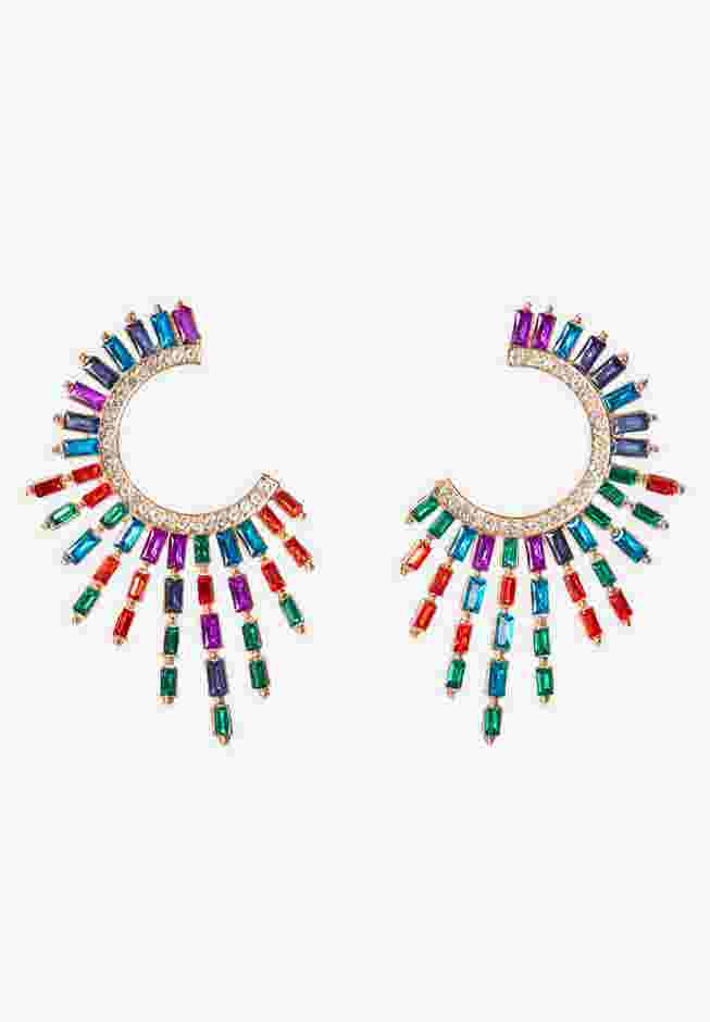 Rhinestone Multi Gem Spray Earrings image number 0