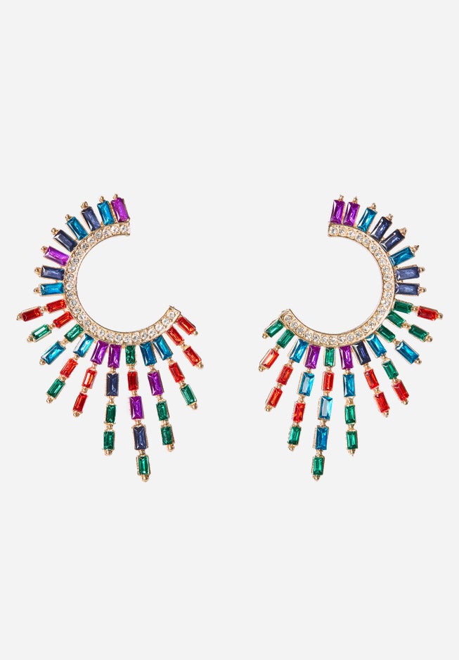 Rhinestone Multi Gem Spray Earrings image number 0