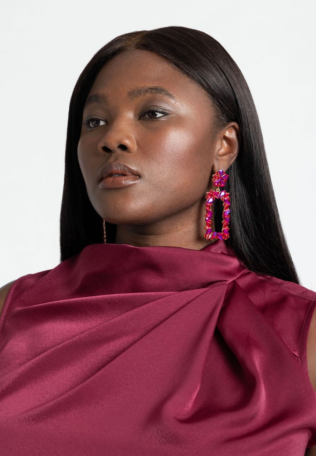 Post Crystal Rectangle Earrings image number 0