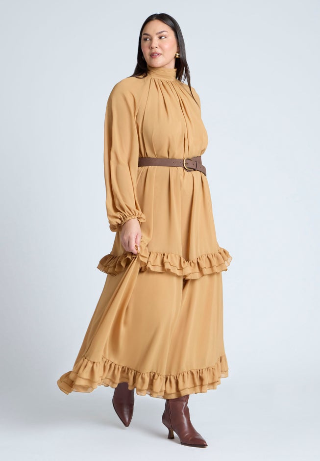 Ruffle Oversized Trapeze Maxi Dress image number 3