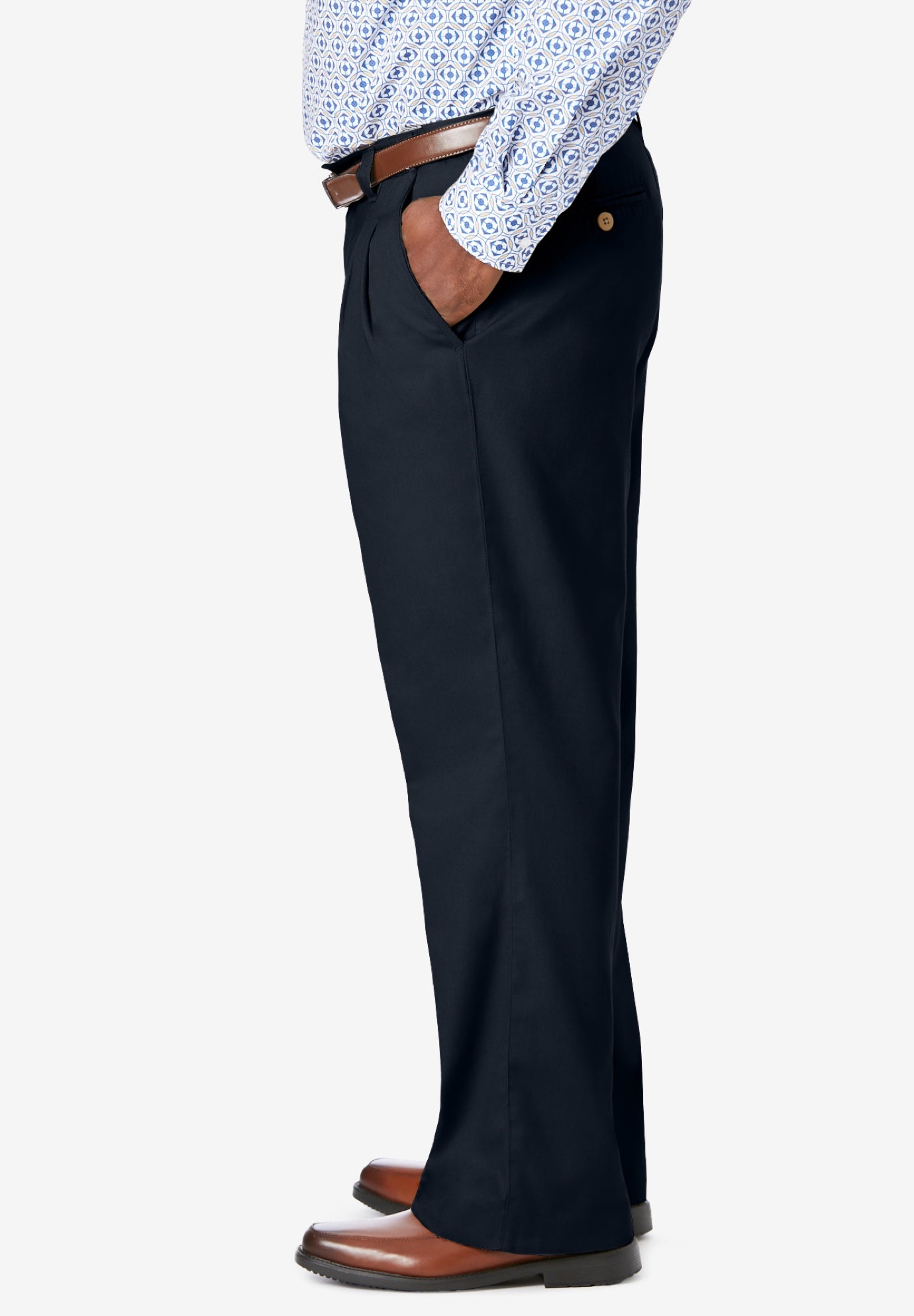 Relaxed Fit Wrinkle-Free Expandable Waist Pleated Pants image number 2